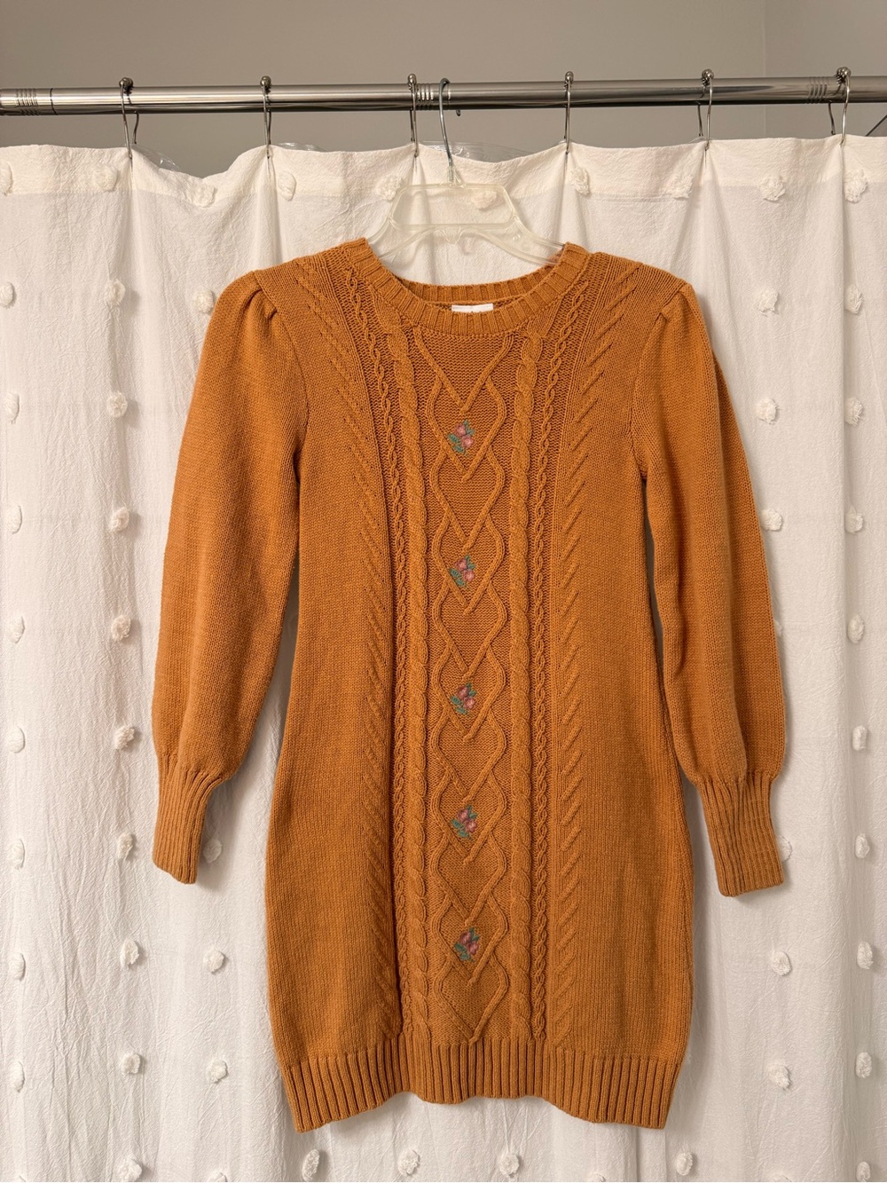 Nicole Miller Rust-Orange Cable Knit Sweater Dress